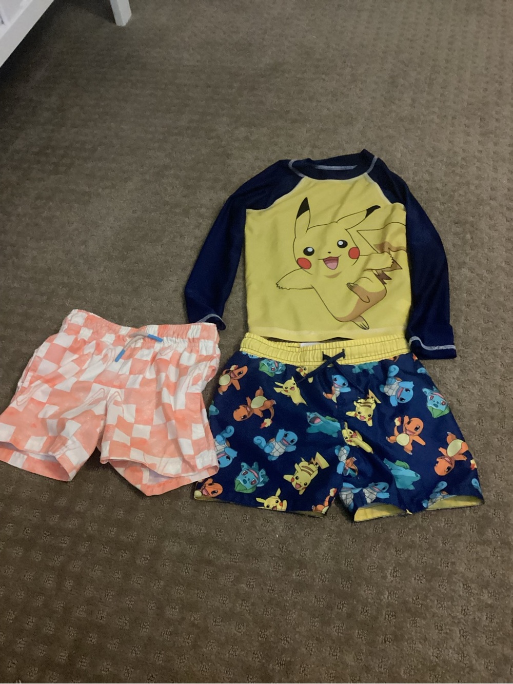 Pikachu Navy & Yellow Kids Swim Trunks and Coral Shark Swim Trunks